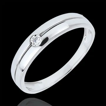 Bague Edenité or blanc 18 carats et diamant - 0.022 carat