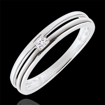 Anneau Princesse étoile - or blanc 9 carats