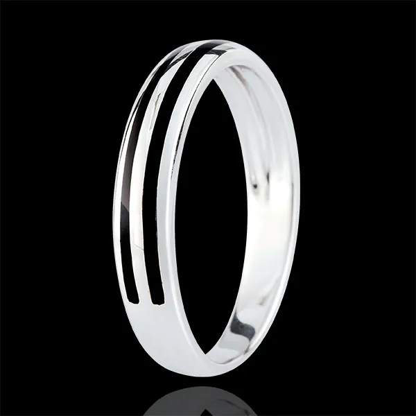Alliance Clair Obscur - Deux lignes - or blanc 9 carats