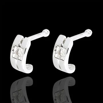 Boucles d'oreilles Double rang or blanc 18 carats et diamants