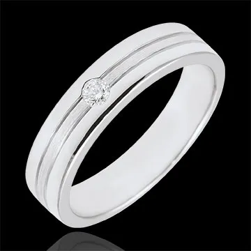 Alliance Star Diamant - Petit modèle - or blanc brossé 18 carats