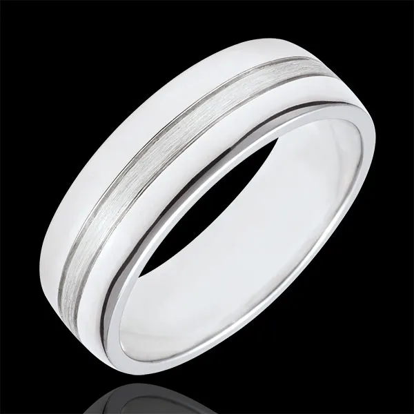 Alliance Star - Grand modèle - or blanc brossé 18 carats