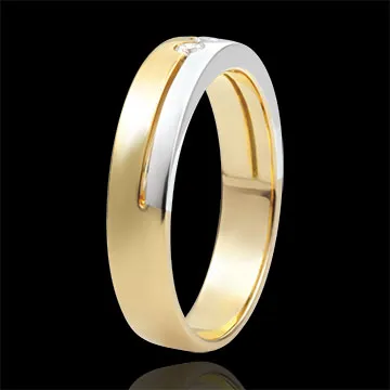 Bi-colour Gold Olympia Trilogy Wedding Band - Medium Model