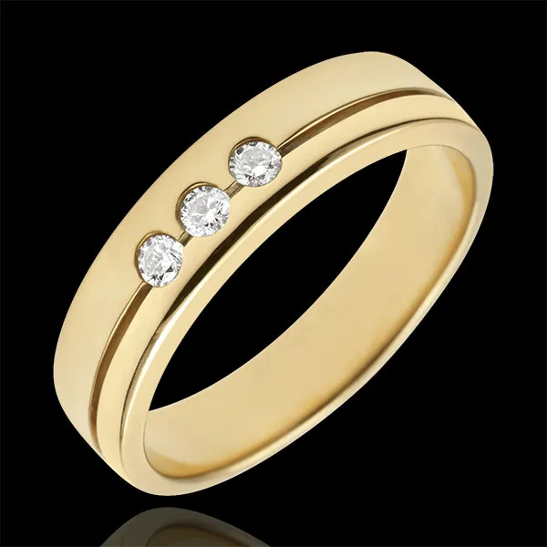 Yellow Gold Olympia Trilogy Wedding Band - Medium Model