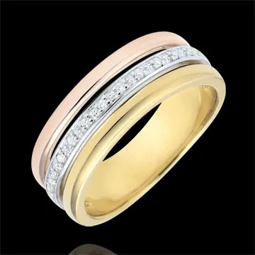 Ring Egeria - three golds and diamonds - 9 carat