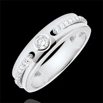 Bague Solitaire Promesse - or blanc 18 carats et diamants