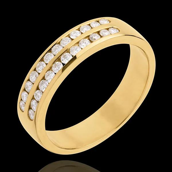 Half eternity ring gold semi-paved double channel - 0.36 carat - 24 diamonds