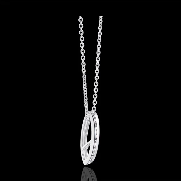 Pendentif Cartoucha - or blanc 9 carats et diamants