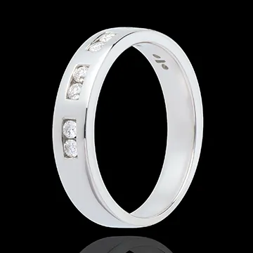 Alliance or blanc 18 carats semi pavée - serti rail - 0.22 carats - 10 diamants