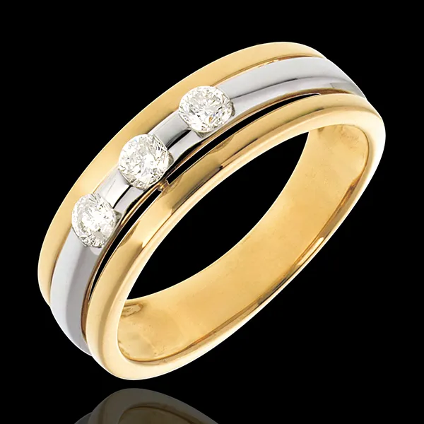 Trilogie Eclipse - 3 diamants 0.24 carats - or blanc et or jaune 18 carats