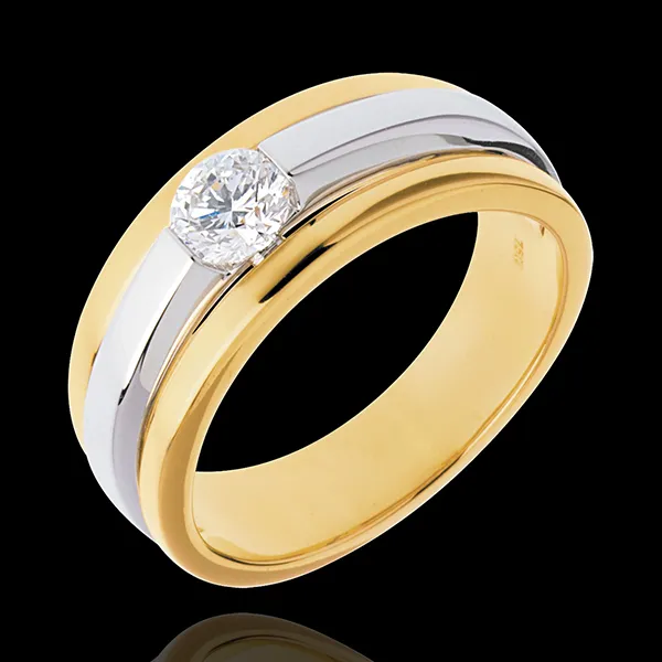 Solitaire Eclipse (TGM) - diamant 0.42 carats - or blanc et or jaune 18 carats