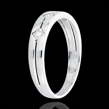 Bague Trilogie Losanges or blanc 18 carats et diamants