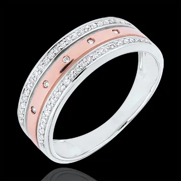 Anneau Féérie - Couronne d'Étoiles - grand modèle - or blanc et or rose 18 carats