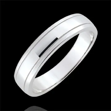 Alliance homme Horizon - or blanc 18 carats brossé