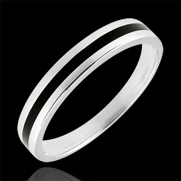 Alliance or Homme Clair Obscur - Une ligne - or blanc 18 carats et laque noire