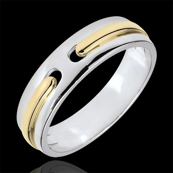 Alliance Promesse - tout or - très grand modèle - or blanc et or jaune 18 carats