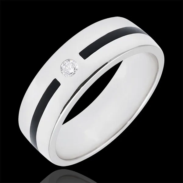Wedding Ring Clair Obscure - Line Diamond - Large size - black lacquer