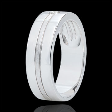 Brushed Gold Star Diamond Wedding Band - Large model - 18 carats