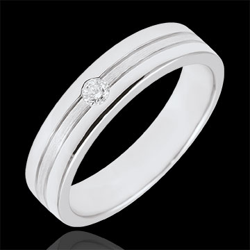 Brushed Gold Star Diamond Wedding Band - Small model - 18 carats
