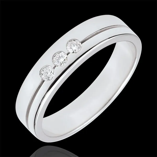 White Gold Olympia Trilogy Wedding Band - Medium Model - 18 carats