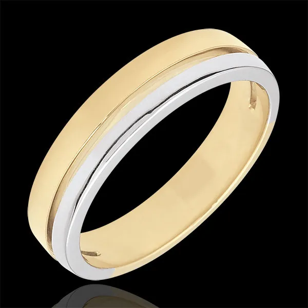 Bi-colour Gold Olympia Wedding Band - Small Model - 18 carats