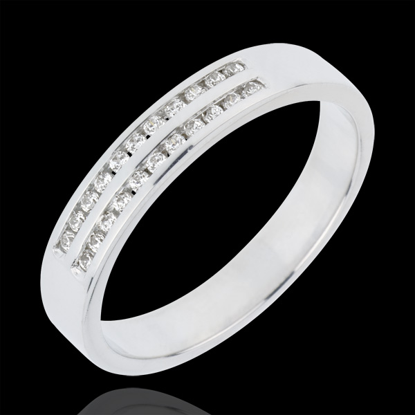 Wedding Ring - White gold half-paved - channel setting 2 rows