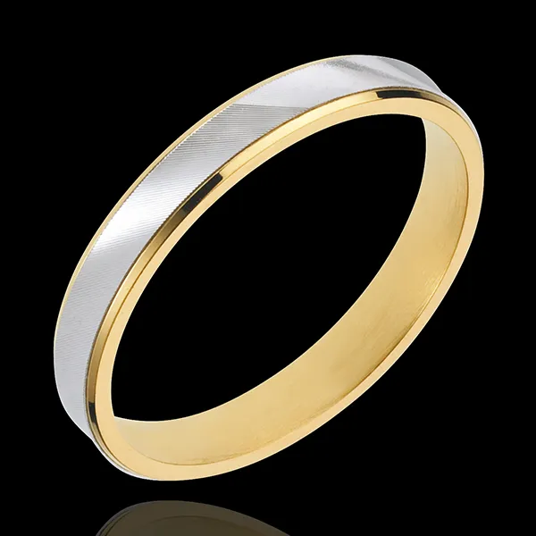 White and Yellow Gold Dandy Ring - 3mm