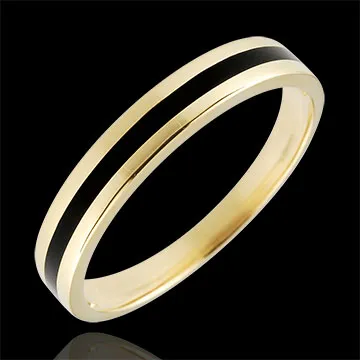 Wedding Ring gold Men - Clair Obscure - One line - yellow gold and black lacquer - 9 carat