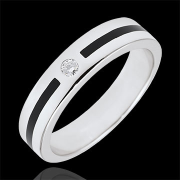 Wedding Ring Clair Obscure - Line Diamond - Small size - black lacquer