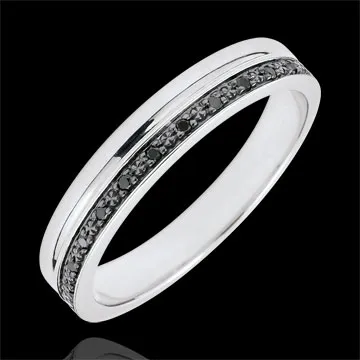 Verighetă Eleganţă aur alb de 9K şi diamante negre