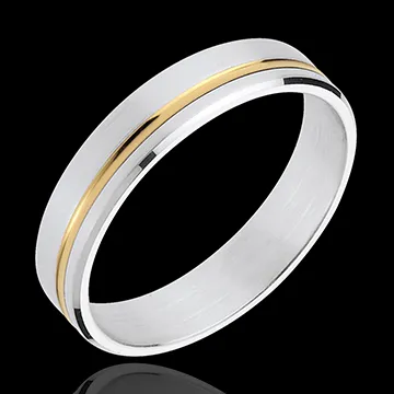 Verighetă Emmanuel - aur alb şi aur galben de 18K