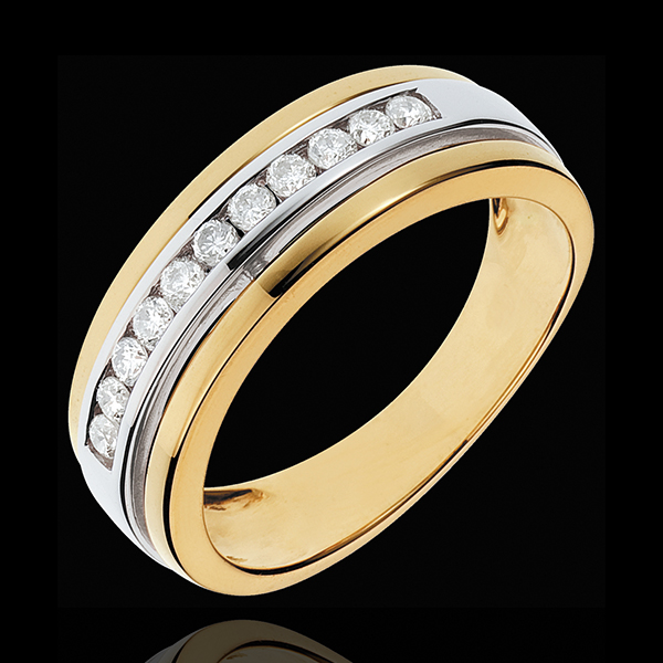 Inel Feerie - Solară - 0.24 carate - 11 diamante - aur alb şi aur galben de 18K