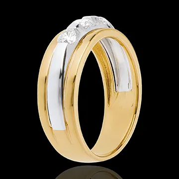 Trilogie Eclipsă - 3 diamante de 0.44 carate - aur alb şi aur galben de 18K