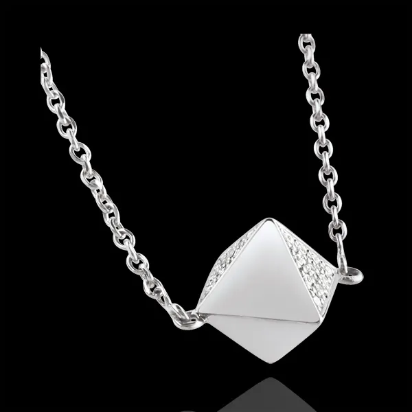 Colier Geneză - Diamant Brut aur alb de 18K