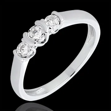 inel trilogie paranteze din aur alb de 18K şi diamante