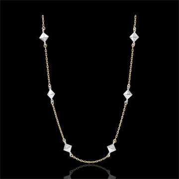 Colier Geneză - Diamante Brute - aur alb şi aur galben de 18K