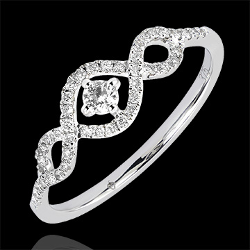 Inel Abundenţă - Spirale - aur alb 18K şi diamante