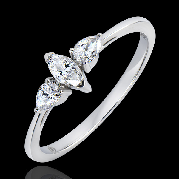 Inel de Logodnă Abundenţă - Trilogie Marquise - aur alb 18K şi diamante
