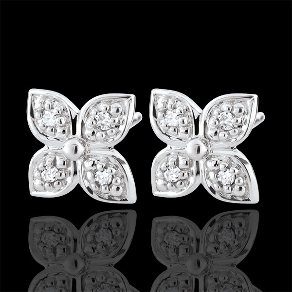 Cercei Floarea Eternităţii - 8 diamante - aur alb de 9K