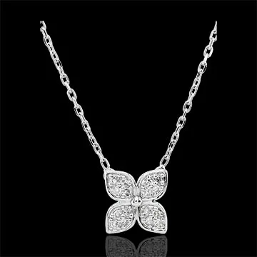 Colier Floarea Eternităţii - 16 diamante - aur alb de 9K
