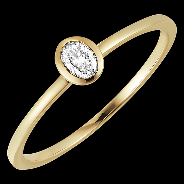Inel Prospețime - Oval - aur galben de 18 carate și diamant