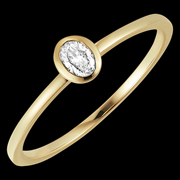 Inel Prospețime - Oval - aur galben de 18 carate și diamant