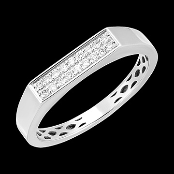 Inel Prospețime - Gaïa - aur alb de 9 carate și diamante