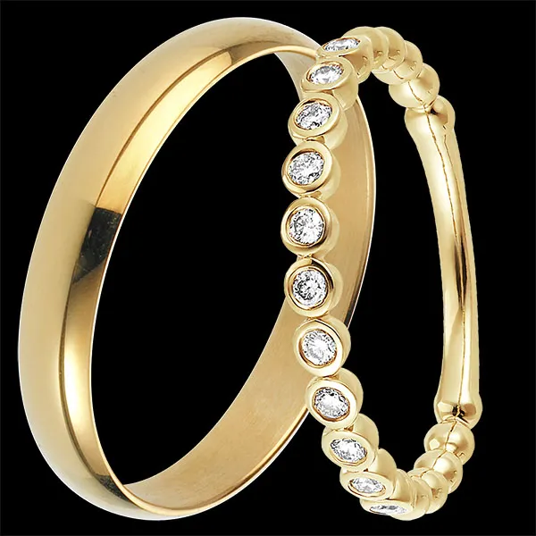 Pure & Fleur de Sel Ringenset – Geelgoud & Diamanten – 18 karaat