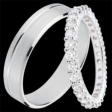 Pure & Origine Wedding Ring Duo – White Gold & Diamonds – 18 Carat