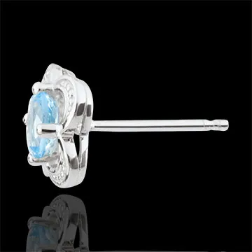 Kolczyki Mini Flora - topaz - złoto białe 9-karatowe