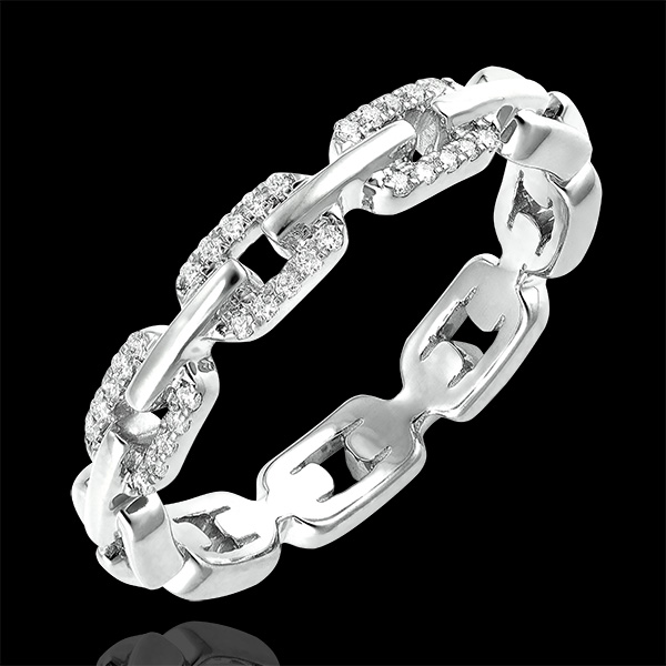 Bague Regard d'Orient - Maillon Cubain Diamants variation - or blanc 18 carats et diamants