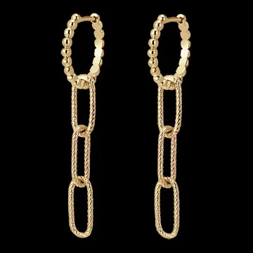 Boucles d'oreilles Regard d'Orient créoles - Pia - 3 maillons - or jaune 18 carats