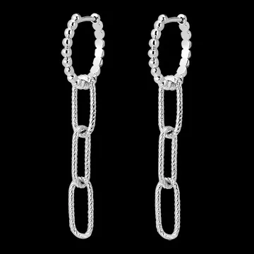 Boucles d'oreilles Regard d'Orient créoles - Pia - 3 maillons - or blanc 9 carats
