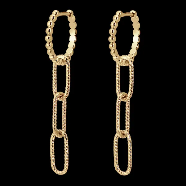 Regard d'Orient Hoop Earrings - Pia - 3 Links - 18 carat yellow gold.